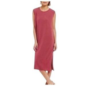 Eileen Fisher stretch jersey knit side slit column midi dress women’s S casual